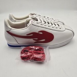 YG 4 Hunnid The Flame Shoes Mens Size 11 White Red Low Top Leather Sneaker New